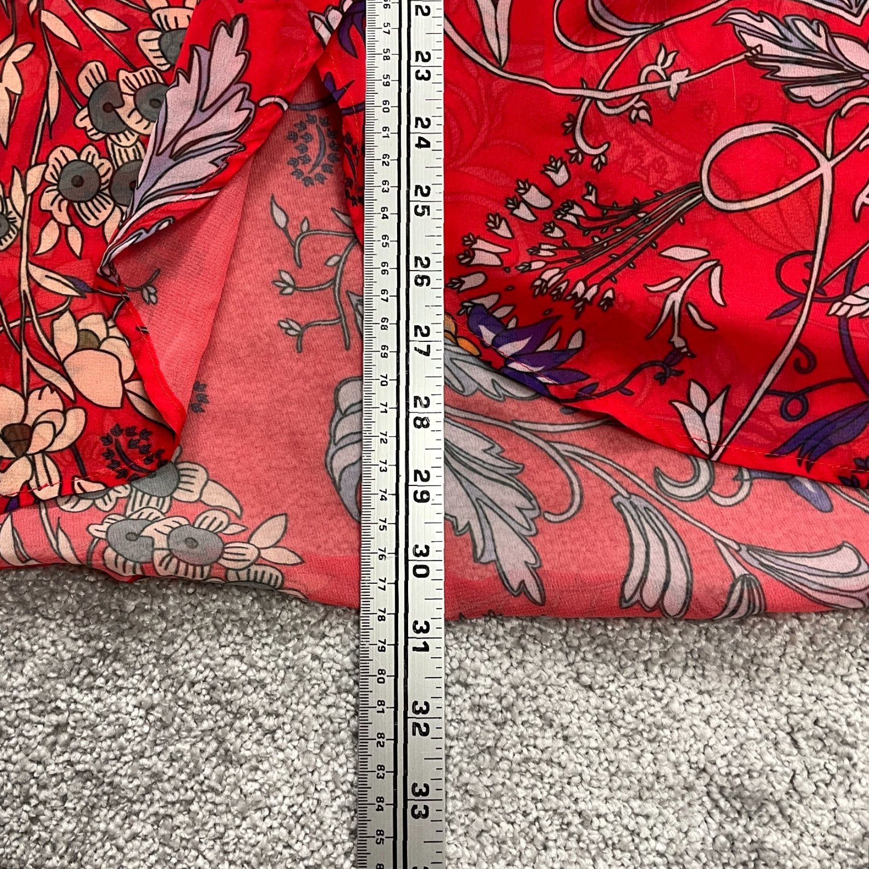 Vintage Unbranded Kimono Blouse Womens XL 3/4 Sleeve Floral Open Front Round Neck Knit Polyester Red Clothing Top Size XL / US 12-14 / IT 48-50 - 4 Thumbnail