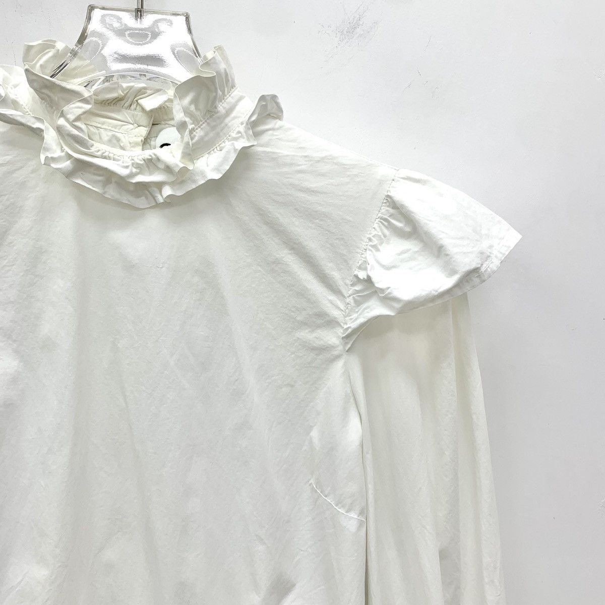 Ganni Ganni White Lace Trim Cotton Long Sleeve Shirt K26WX Size XS / US 0-2 / IT 36-38 - 3 Thumbnail
