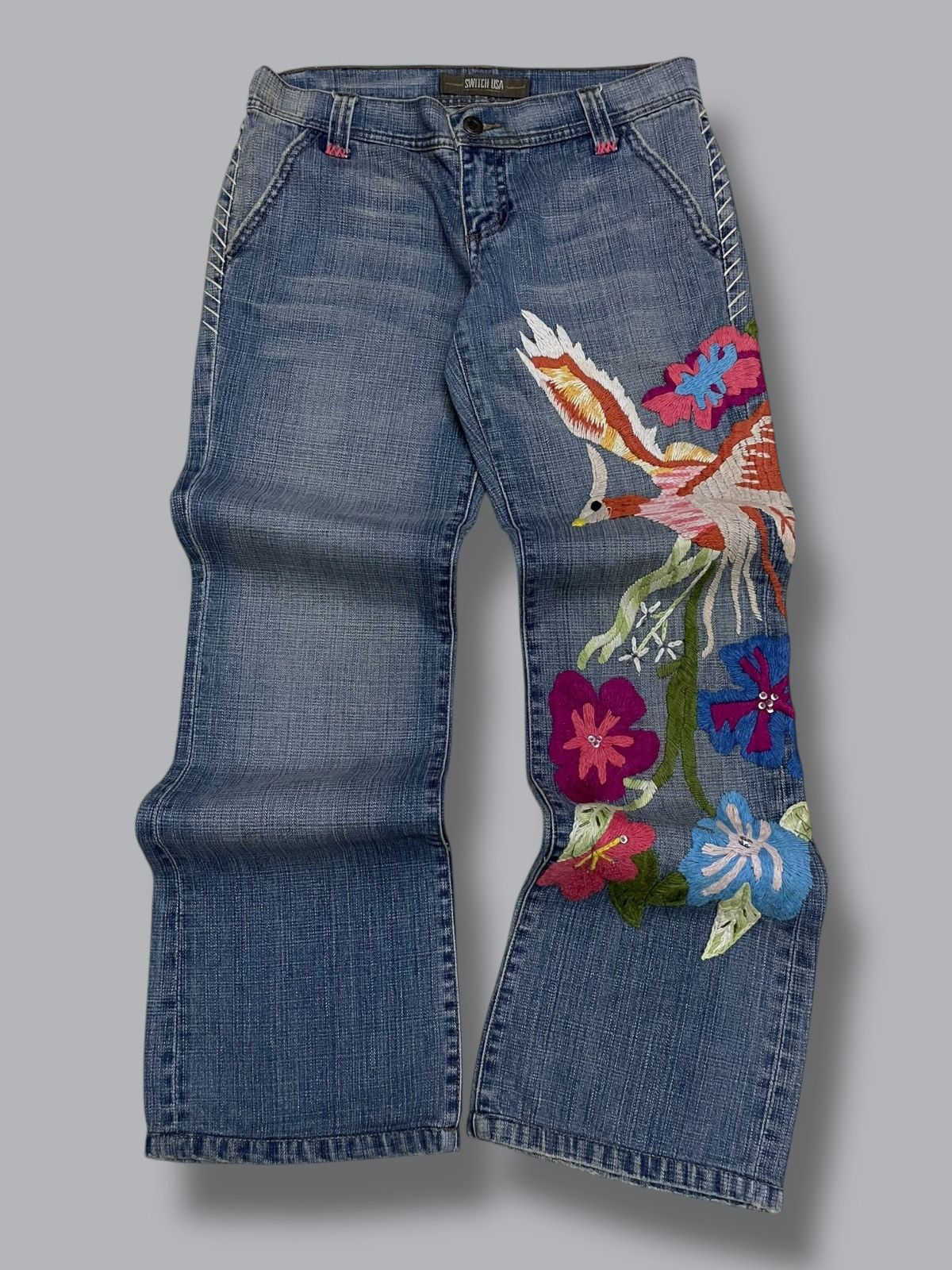 Japanese Brand Vintage 1990s Designer Swtich Usa Embroidered Art Denim Size US 29 - 1 Thumbnail