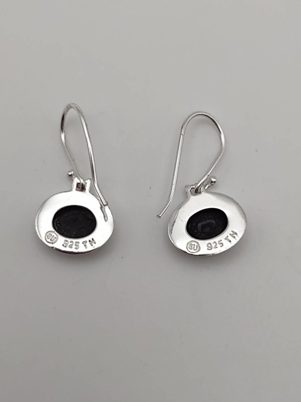 Kaptain Sunshine VTG Sunstone Imports .925 Sterling Silver Black Onyx Dangles Size ONE SIZE - 2 Thumbnail