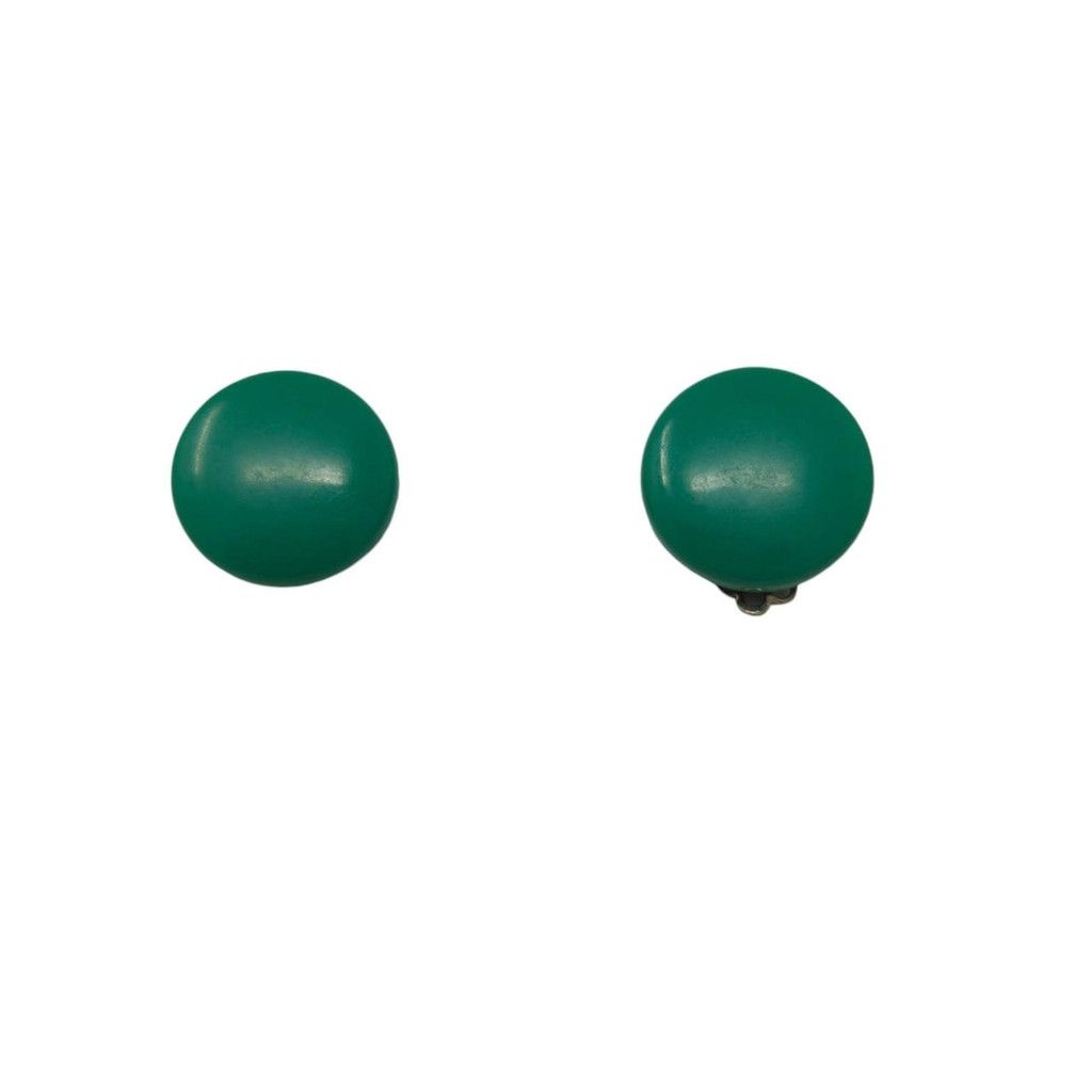 Handmade Simple & stylish vintage green clip-on button earrings Size ONE SIZE - 1 Thumbnail
