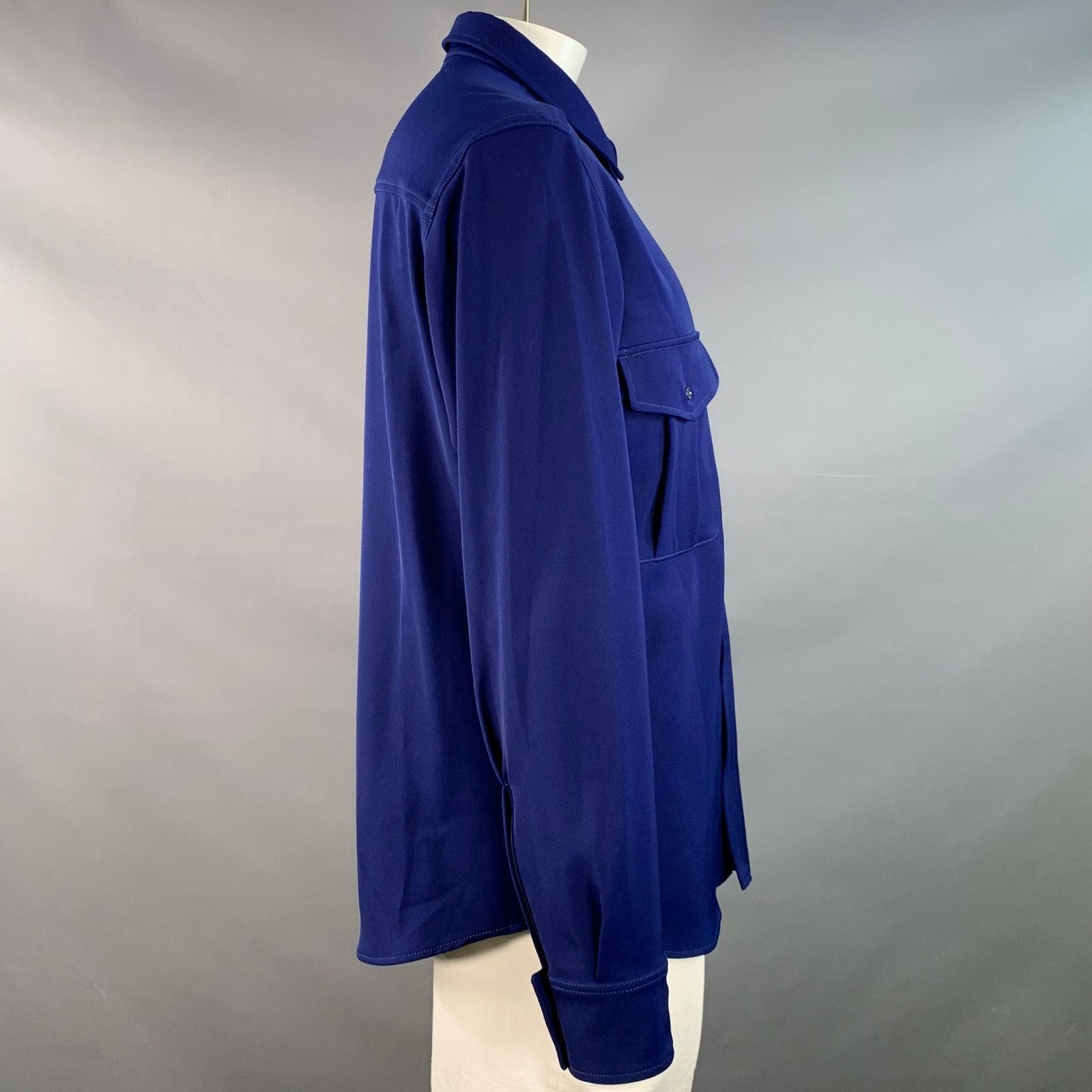 Sies Marjan Size XL Blue Polyester Twill Patch Pockets Long Sleeve Shirt Size US XL / EU 56 / 4 - 2 Thumbnail