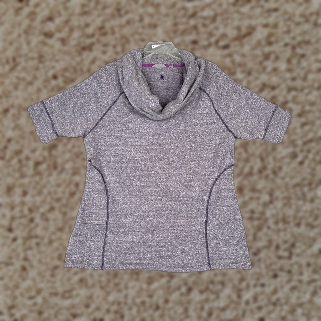 Athleta Athleta Womens 2X Purple Cowl Neck Short Sleeve Pullover Hoodie Sweatshirt Top Heather Activewear Pullover Raglan Sleeve Logo Size XXL / US 16-18 / IT 52-54 - 1 Thumbnail
