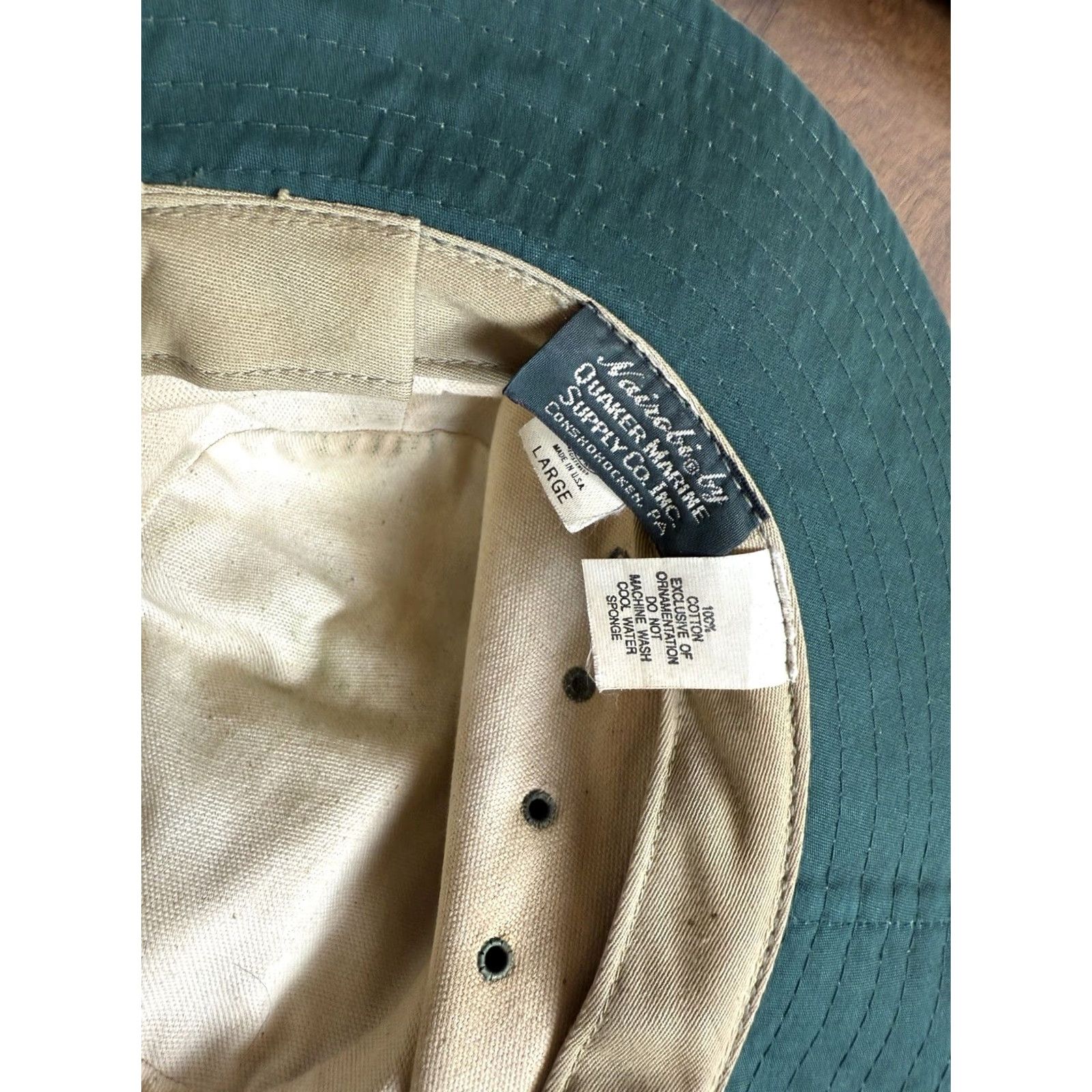 Vintage VINTAGE Quaker Marine Supply Bucket Hat Mens L Green Cotton Canvas USA Size ONE SIZE - 6 Thumbnail