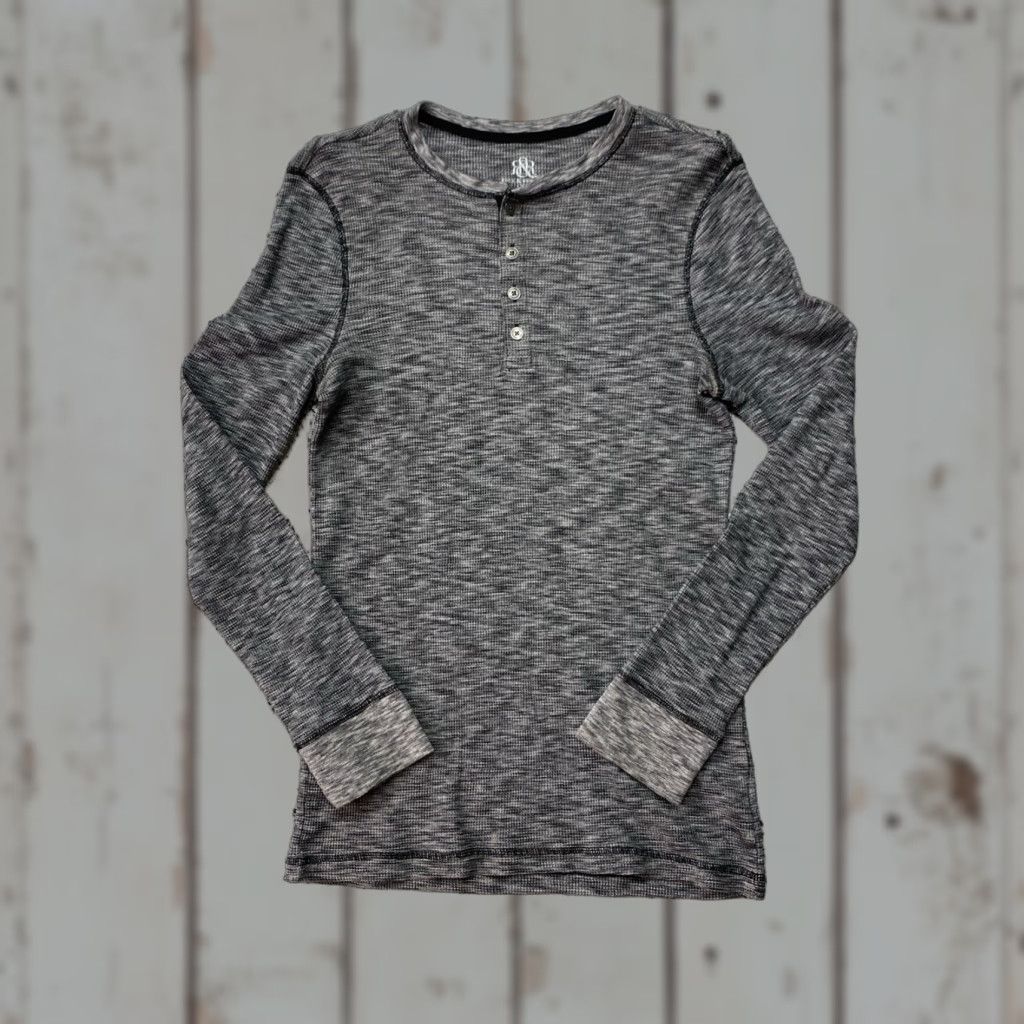Vintage Rock & Republic Grey Speckled Thermal Henley Shirt Shirt Mens LT Large Tall Button-Up Casual Size US L / EU 52-54 / 3 - 1 Thumbnail