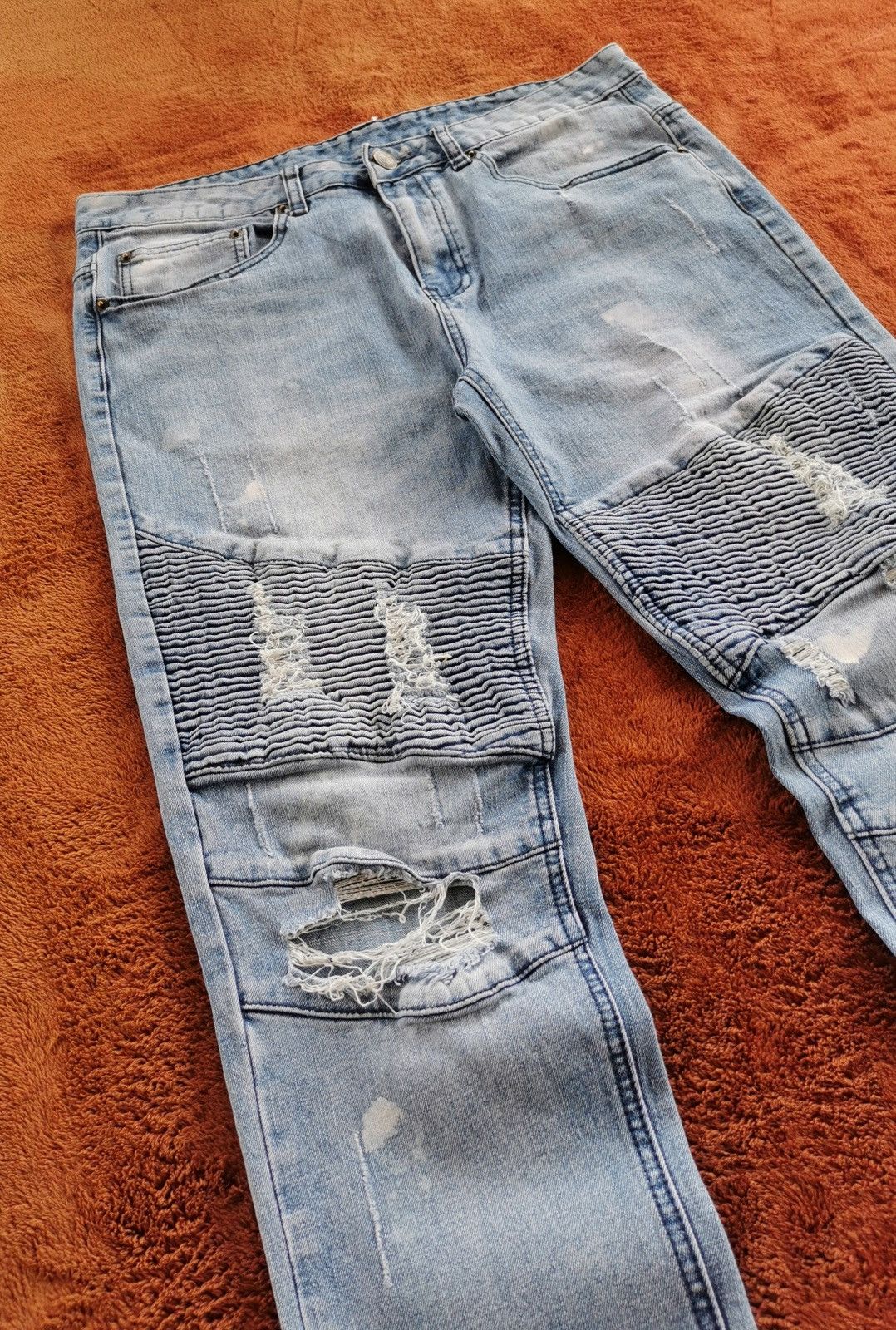 Young And Reckless Young & Reckless Distressed Biker Jeans Size US 33 - 2 Thumbnail