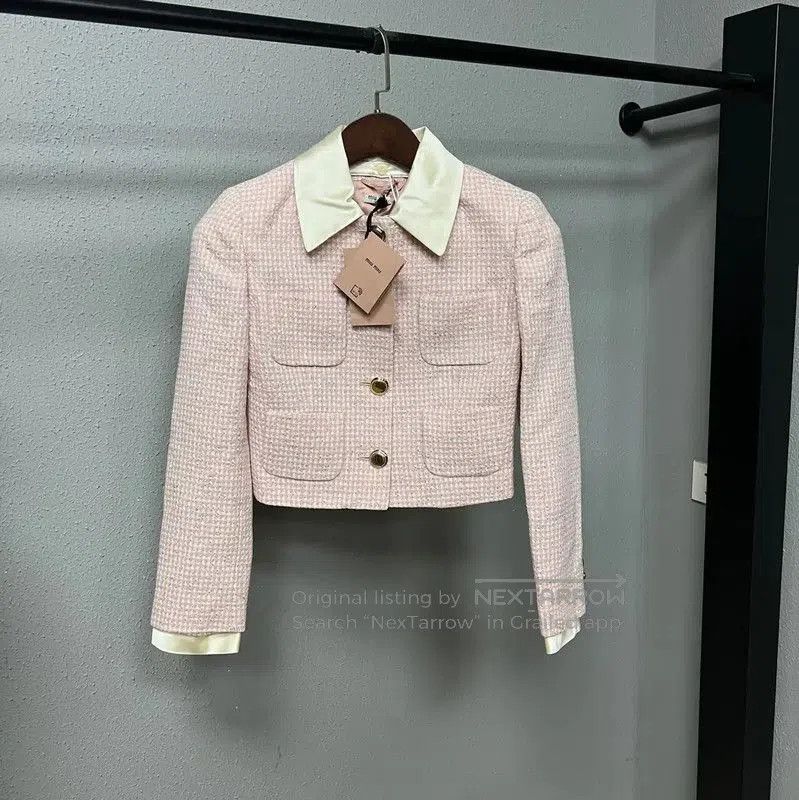 Miu Miu Miu Miu Pink Wool Cropped Jacket for Women . Size M / US 6-8 / IT 42-44 - 1 Thumbnail