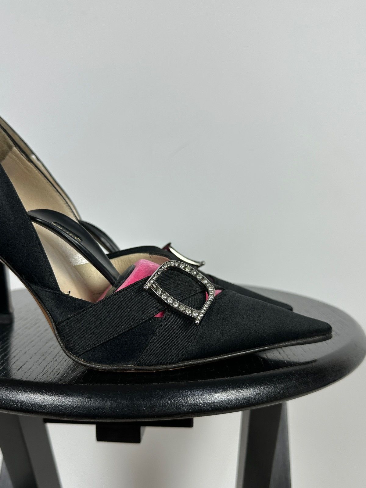 Dior Vintage Dior John Galliano Era Satin Crystal D Logo Heels Size US 8 / IT 38 - 13 Thumbnail