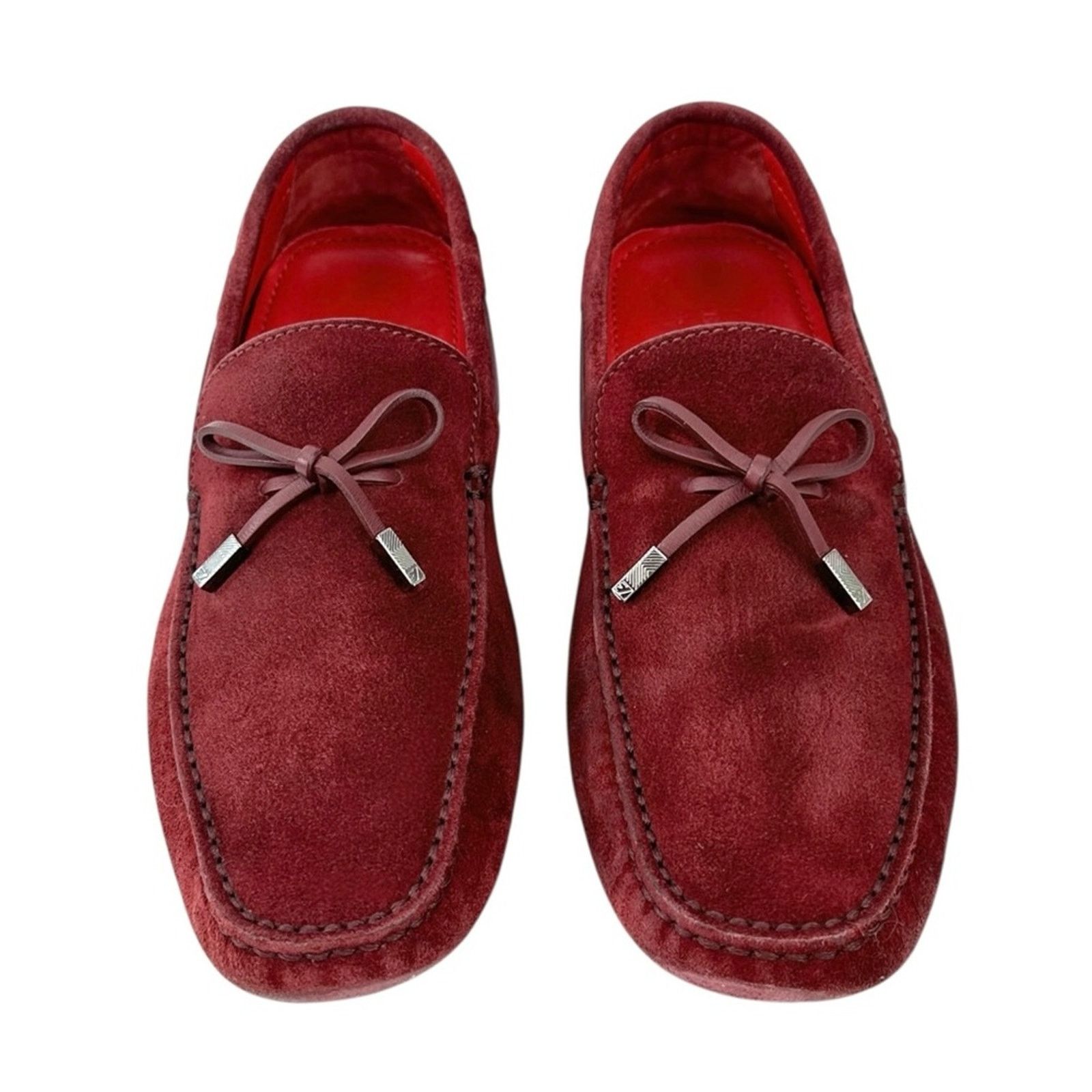 Ermenegildo Zegna Burgundy Red Suede Leather Driving Shoes Loafers Size US 8 / EU 41 - 3 Thumbnail