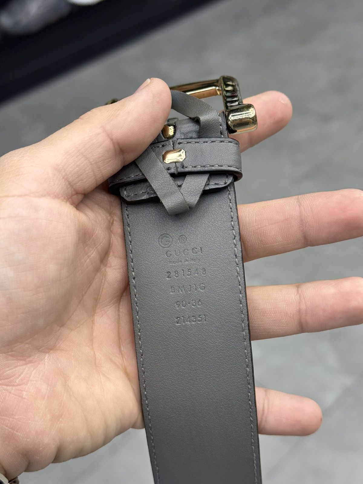 Gucci Gucci GG Embossed Monogram Grey Leather Belt Size 34 - 5 Thumbnail