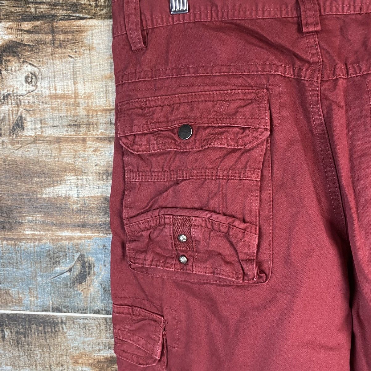 DL Japanese Brand Red Cargo Multipocket Pants #C1007