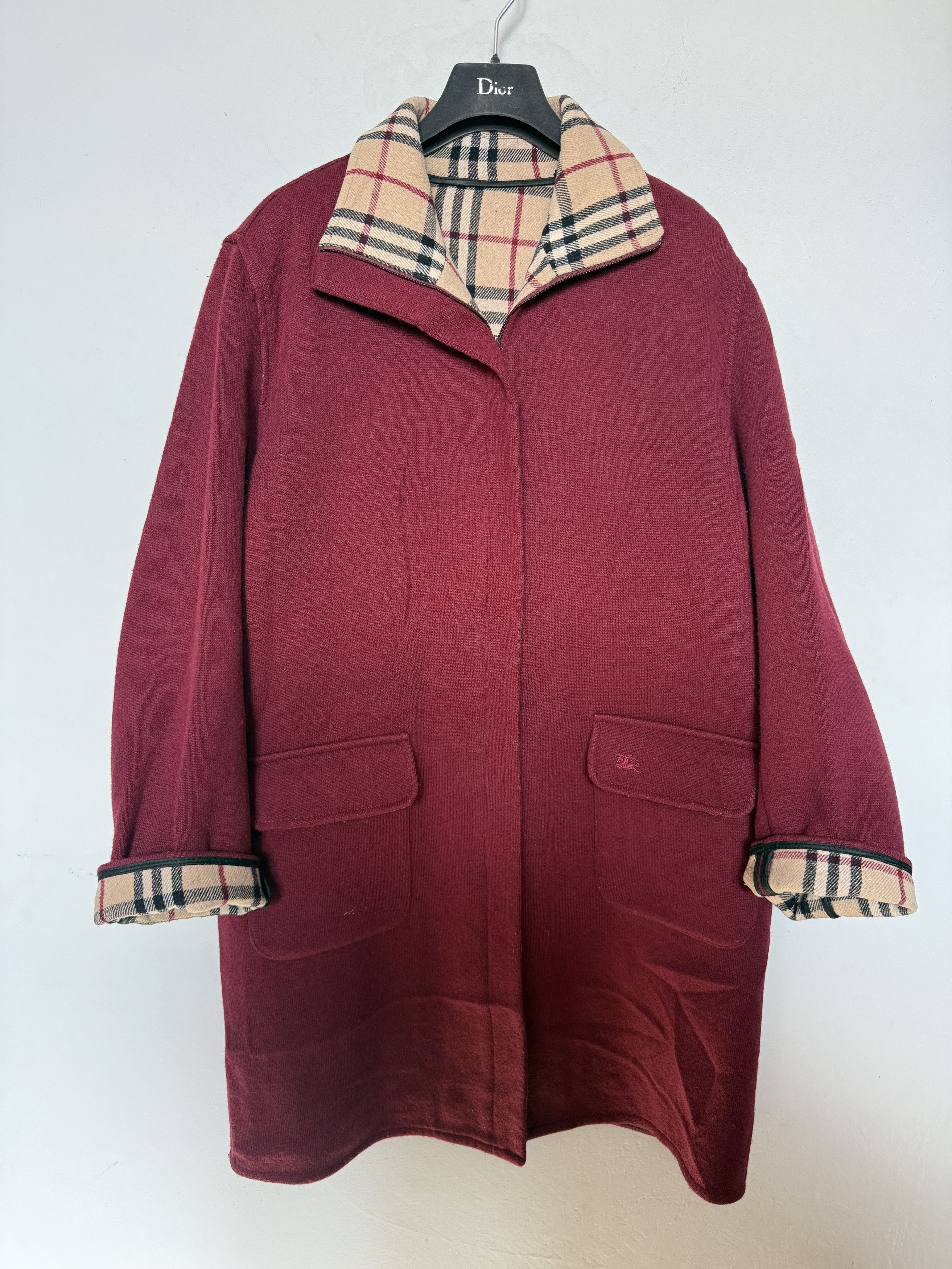 Burberry Burberry burgundy nova check wool down jacket zip up Size L / US 10 / IT 46 - 3 Thumbnail