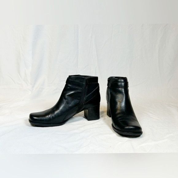 Covington Vintage 90s Covington Black Leather Square Toe Ankle Boots Size US 7 / IT 37 - 2 Thumbnail
