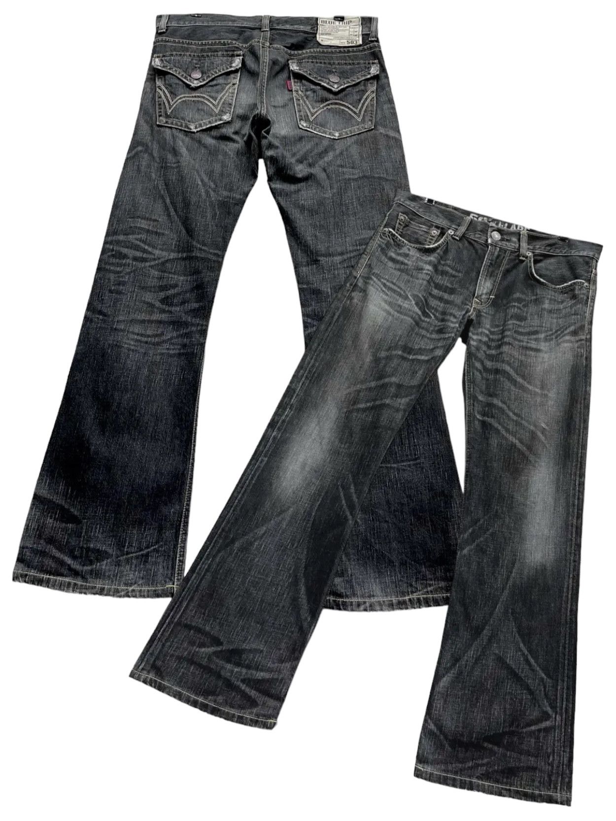 Edwin × If Six Was Nine × KMRii FYE FLARE💥EDWIN BLUE TRIP Distressed Black MADE IN JAPAN💥 Size US 34 / EU 50 - 1 Thumbnail
