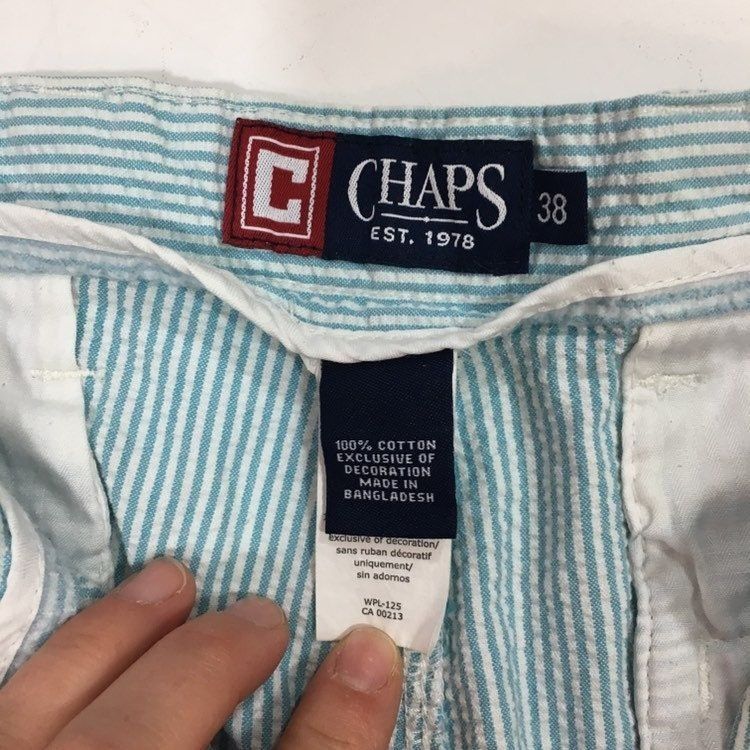 Chaps Ralph Lauren Chaps Ralph Lauren Aqua Blue White Stripe SEERSUCKER Shorts Size US 38 / EU 54 - 5 Thumbnail