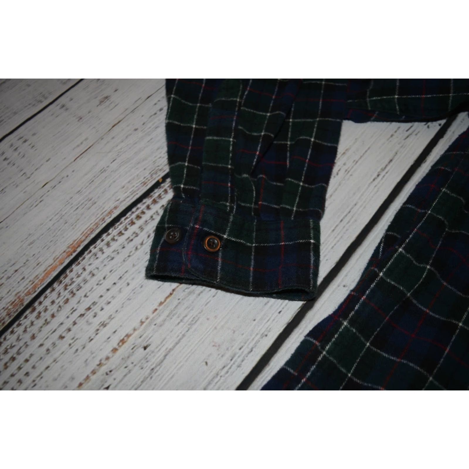 Vintage LL BEAN Mens Shirt Flannel Button-Up Plaid Long Sleeve Dark Green Blue Red XL Outdoors Size US XL / EU 56 / 4 - 4 Thumbnail
