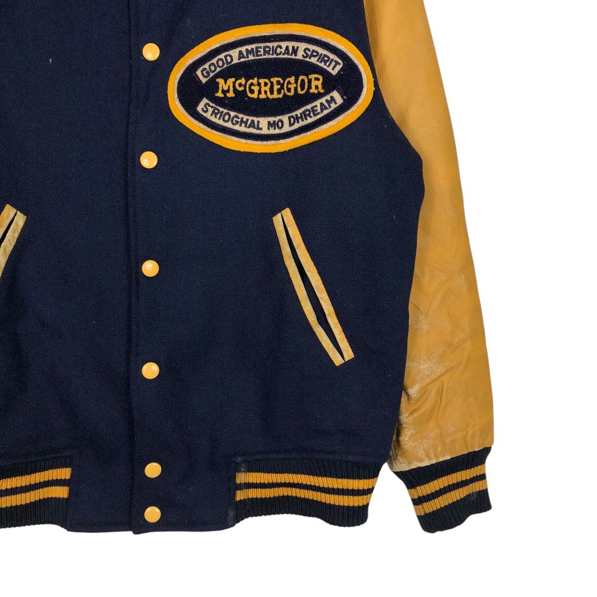 Japanese Brand × Vintage 📌Vintage Leather Varsity Jacket Mc Gregor Big Logo Size US M / EU 48-50 / 2 - 6 Thumbnail