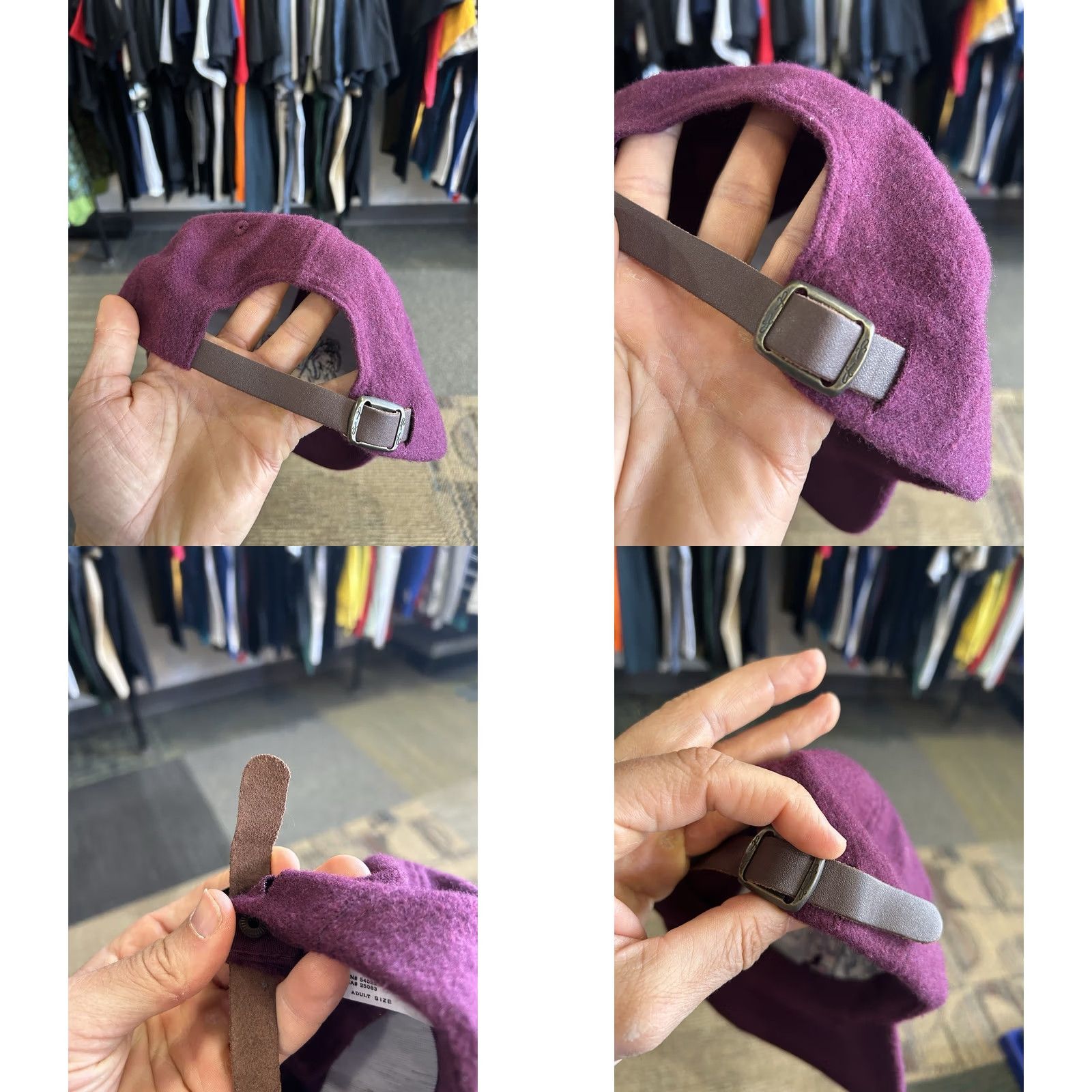 Disney VINTAGE Disney Eeyore Strapback Hat Cap Wool Felt Adult Adjustable Unisex 90s Disney Store Baseball Cap Purple Size ONE SIZE - 9 Thumbnail