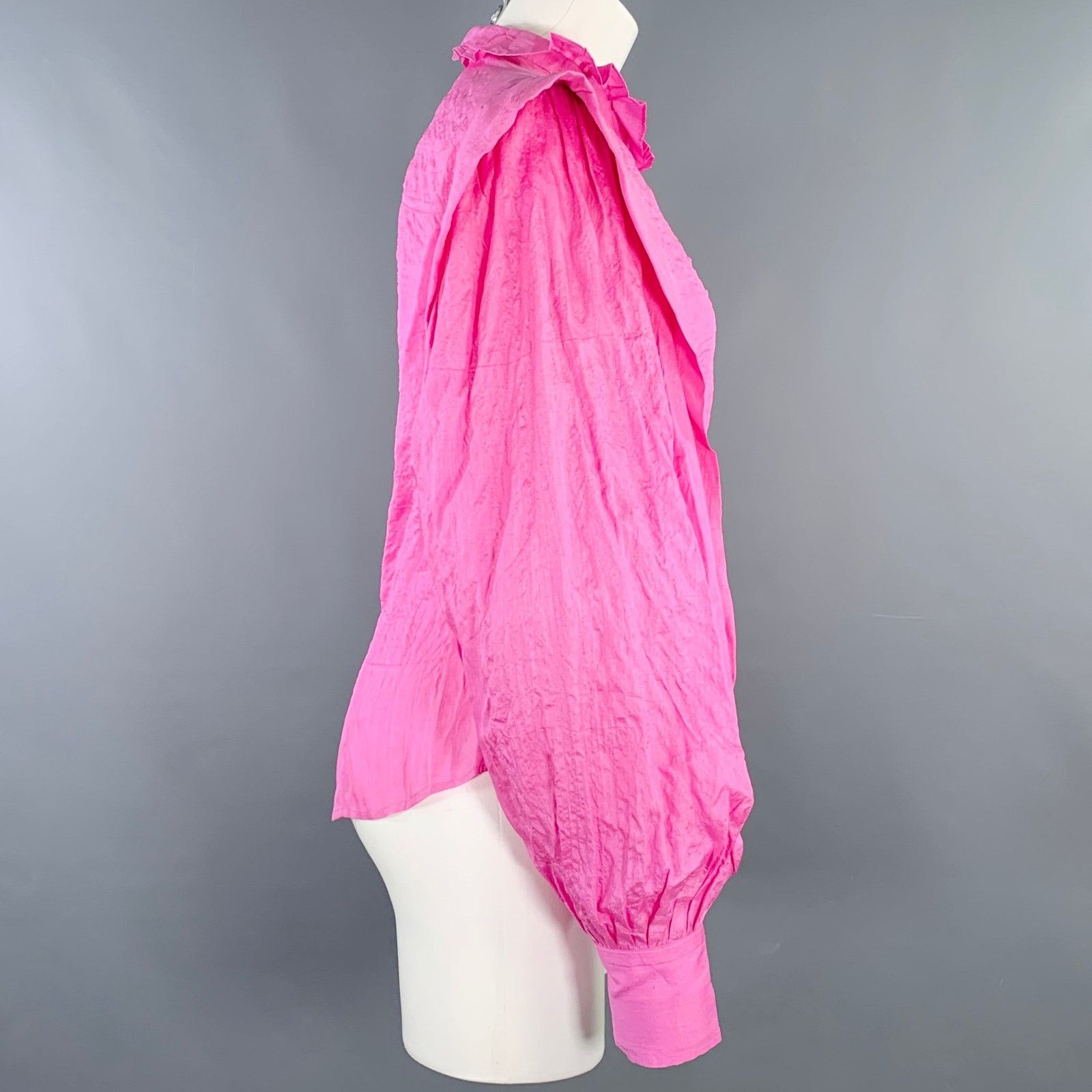 Isabel Marant ISABEL MARANT Size 2 Chandra Pink Silk Ruffle Blouse Size S / US 4 / IT 40 - 3 Thumbnail