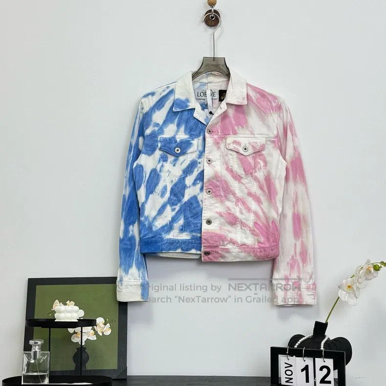 Loewe Loewe Asymmetrical Color-blocked Tie-dye Denim Jacket Size XS / US 0-2 / IT 36-38 - 1 Thumbnail