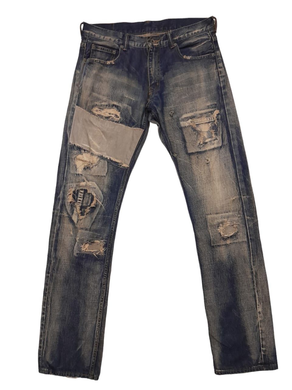 image of Abahouse Japan Distressed Denim (F93) Waist 32 in Blue, Men's