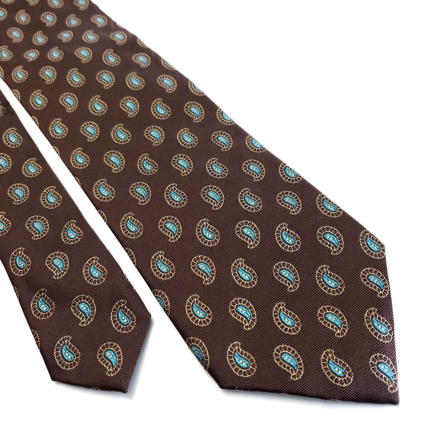 Paul Fredrick Paul Fredrick Brown Paisley Geometric Silk Tie Long Size ONE SIZE - 1 Thumbnail