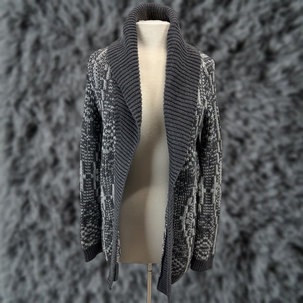 Talbots Talbots Cardigan Women Small Grey Silver Open Shawl Collar Knit Sweater Fair Isle Long Sleeve Casual Fall Winter Spring Womens Size S / US 4 / IT 40 - 1 Thumbnail