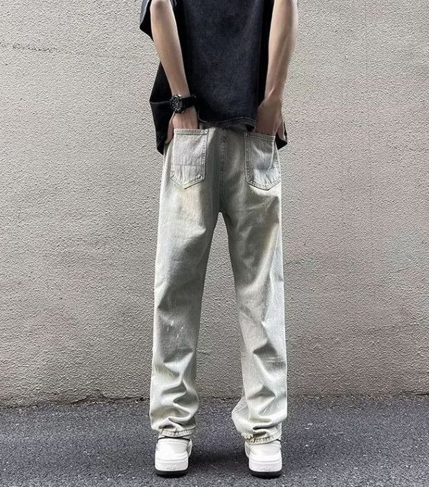 Japanese Brand Men's street hiphop slim fit ripped raw edge washed jeans Size US 32 / EU 48 - 5 Thumbnail