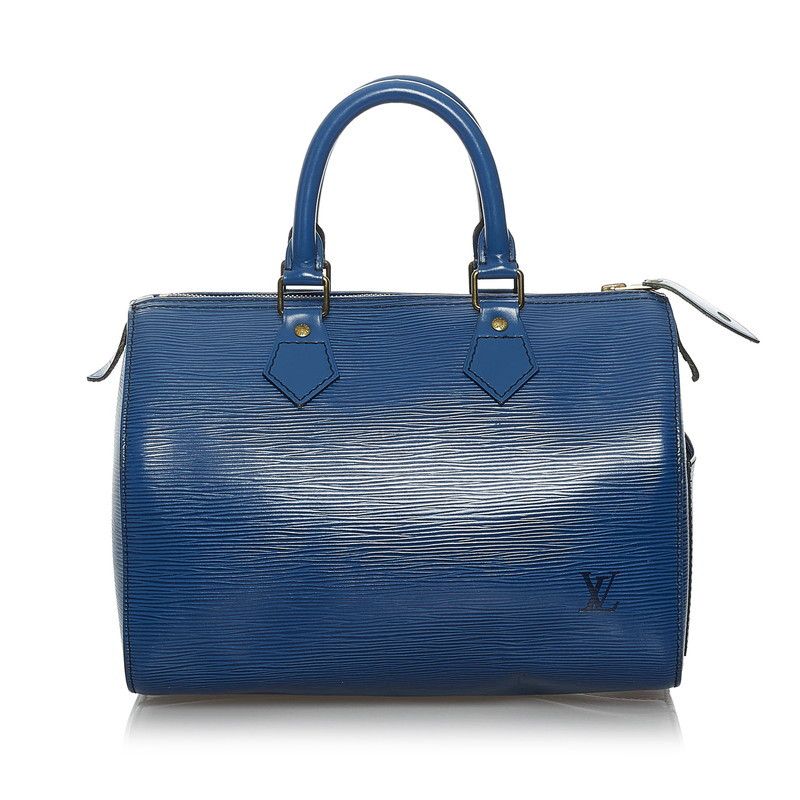 Louis Vuitton Epi Speedy 25 Handbag Mini Boston Bag Toledo Blue Leather