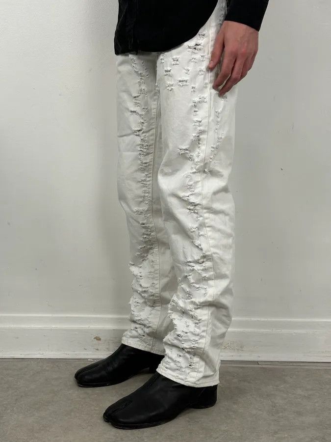 Just Cavalli SS2004 Cavalli Distressed White Denim Jeans Size US 32 / EU 48 - 3 Thumbnail