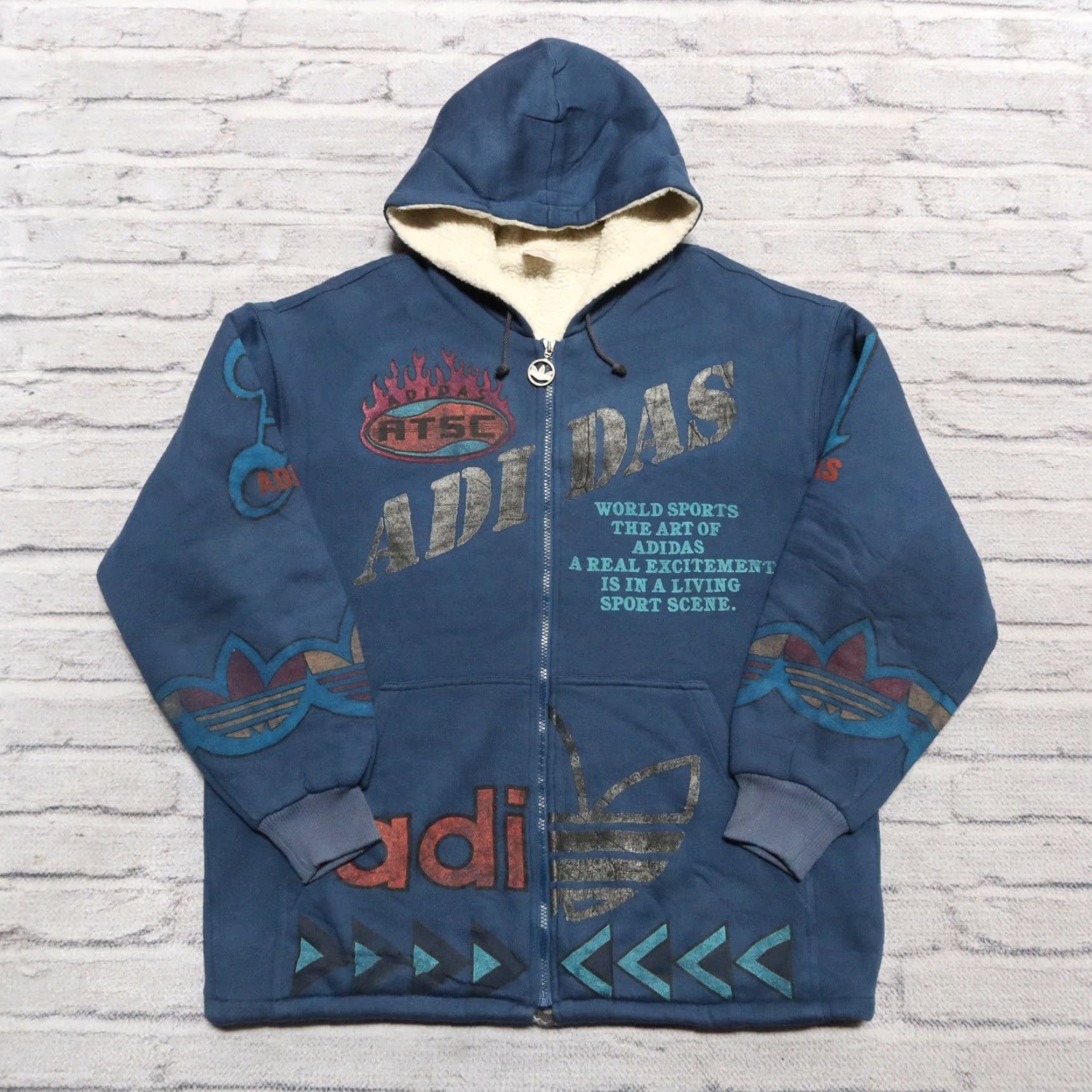 Adidas VINTAGE Adidas Trefoil Big Logo Hoodie Shirt Navy 90s Mens Large Size US L / EU 52-54 / 3 - 2 Thumbnail