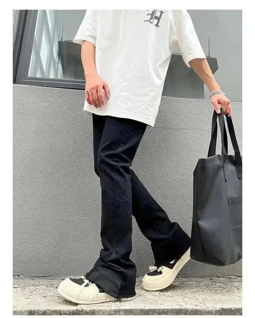 Japanese Brand × Jean Y2K Black Flared Baggy Leg Jeans Size US 31 - 3 Thumbnail