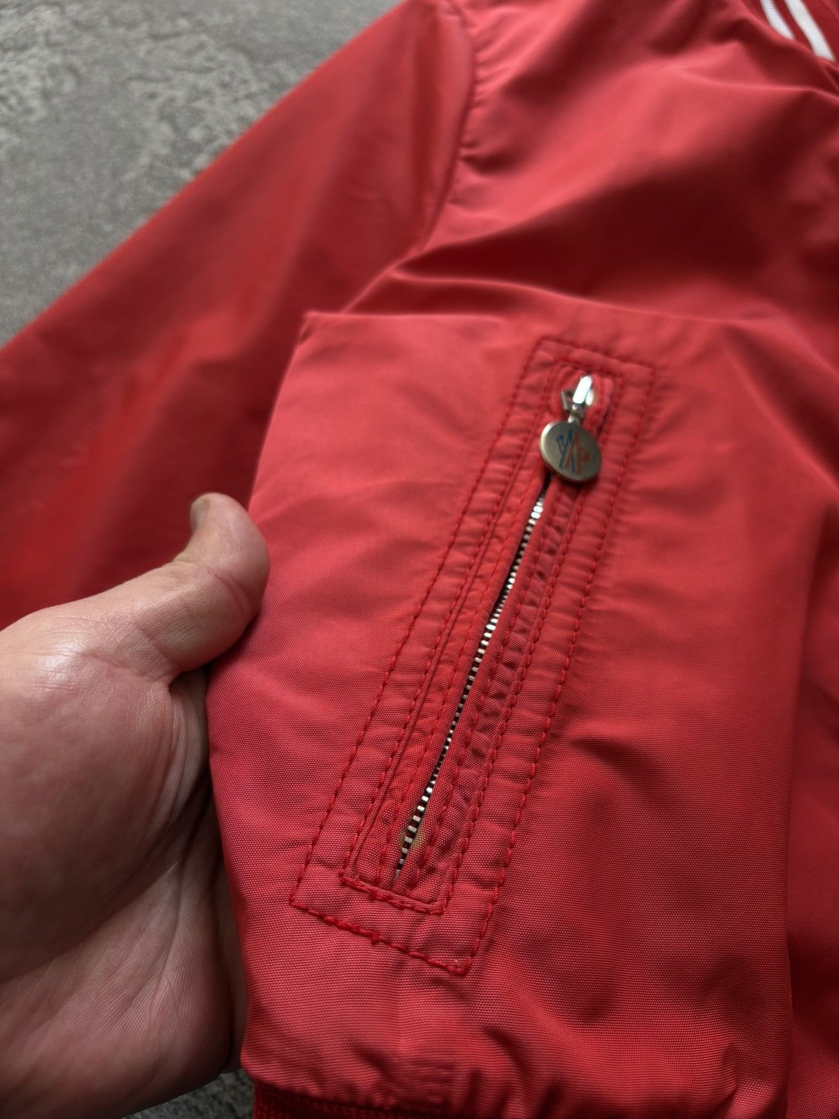 Moncler Moncler Red Nylon Varsity Bomber Jacket Snap Button Up sz 0 Size XS / US 0-2 / IT 36-38 - 9 Thumbnail