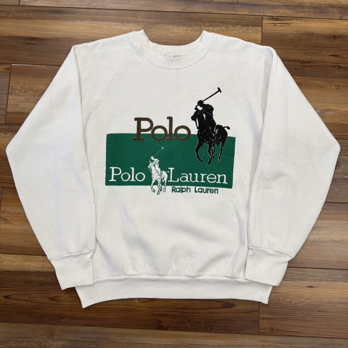 Other Vintage 90s Polo Ralph Lauren Bootleg White Crewneck Size US M / EU 48-50 / 2 - 1 Thumbnail