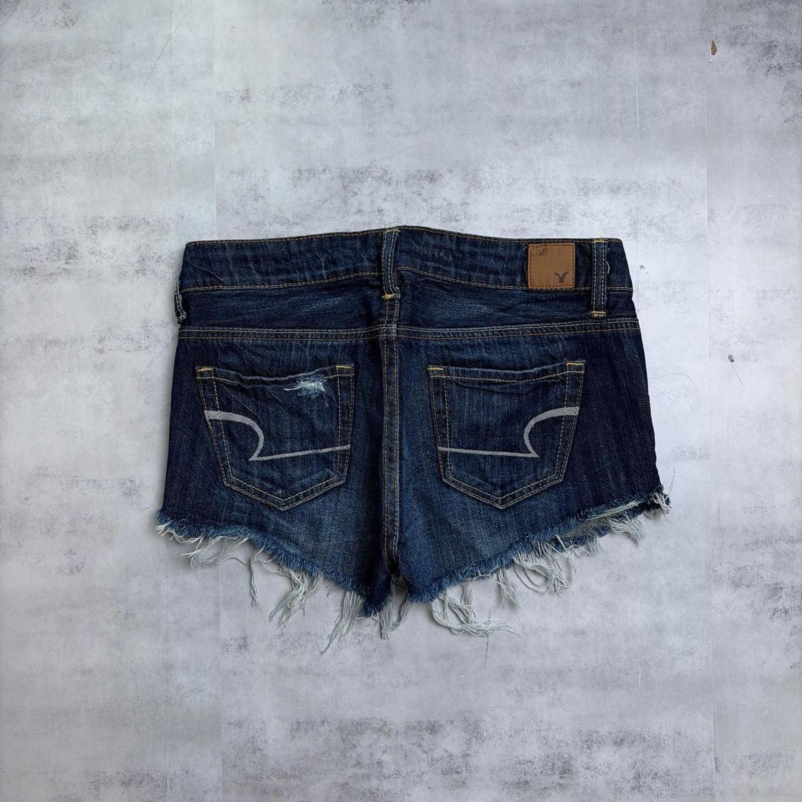 American Eagle Outfitters Y2K Dark Wash American Eagle Grunge Distressed Mini Shorts Size 30" / US 8 / IT 44 - 1 Thumbnail