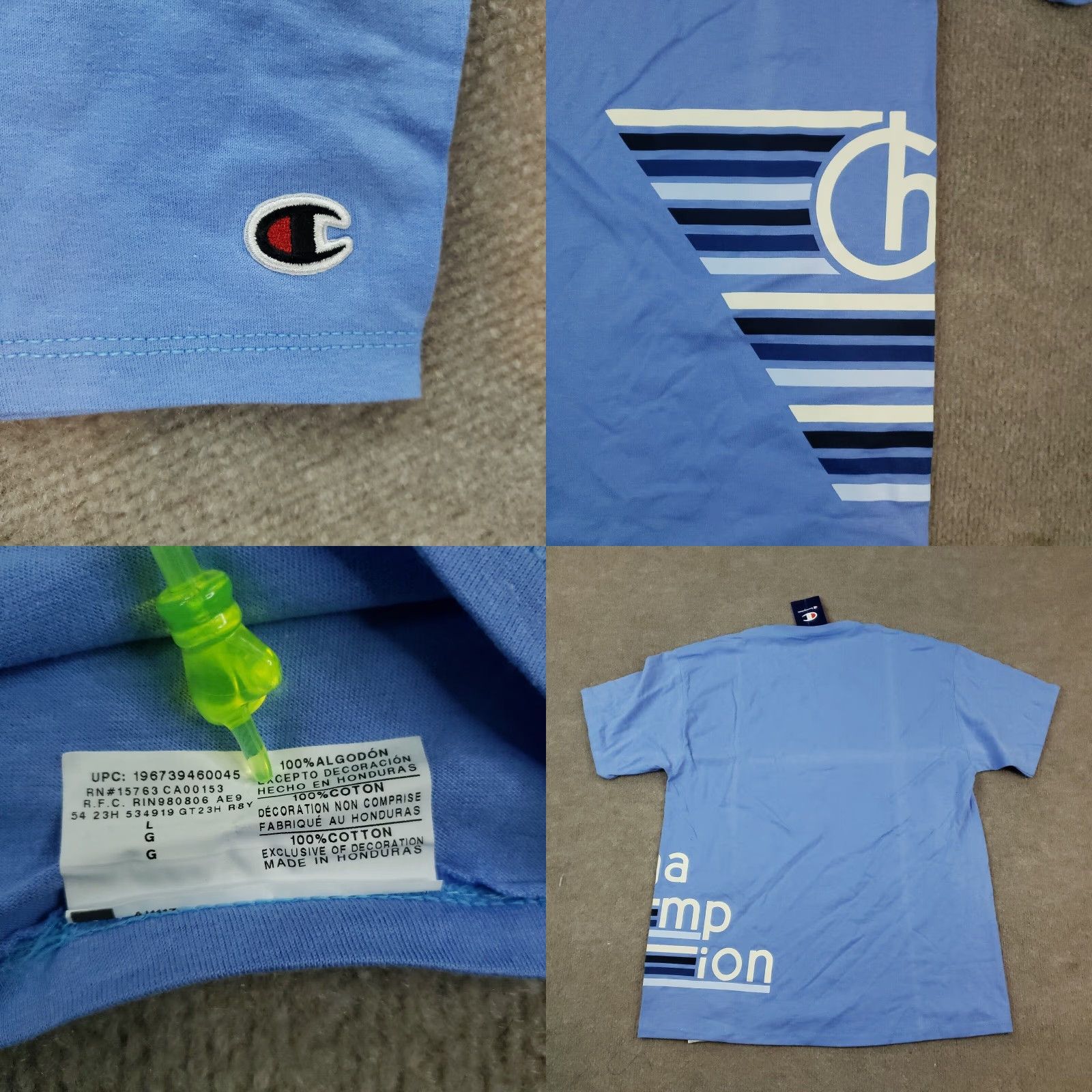 Champion Champion T-shirt Mens Large Blue Crew Neck Short Sleeve Spell Out Graphic Size US L / EU 52-54 / 3 - 8 Thumbnail