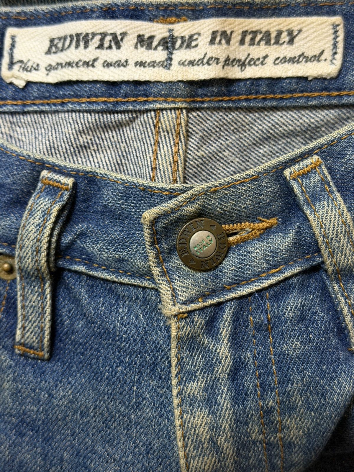 Edwin Vintage 90s Edwin Made In Italy Mud Wash Faded Whisker Style Size US 28 / EU 44 - 8 Thumbnail