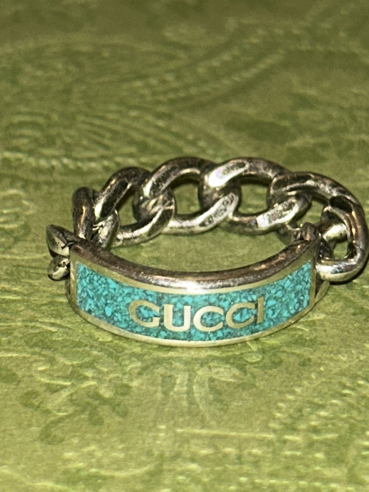 Gucci Gucci Tag Chain Enamel Arg 925 Ring Gucci Size 20/ US size 9 Size ONE SIZE - 9 Thumbnail