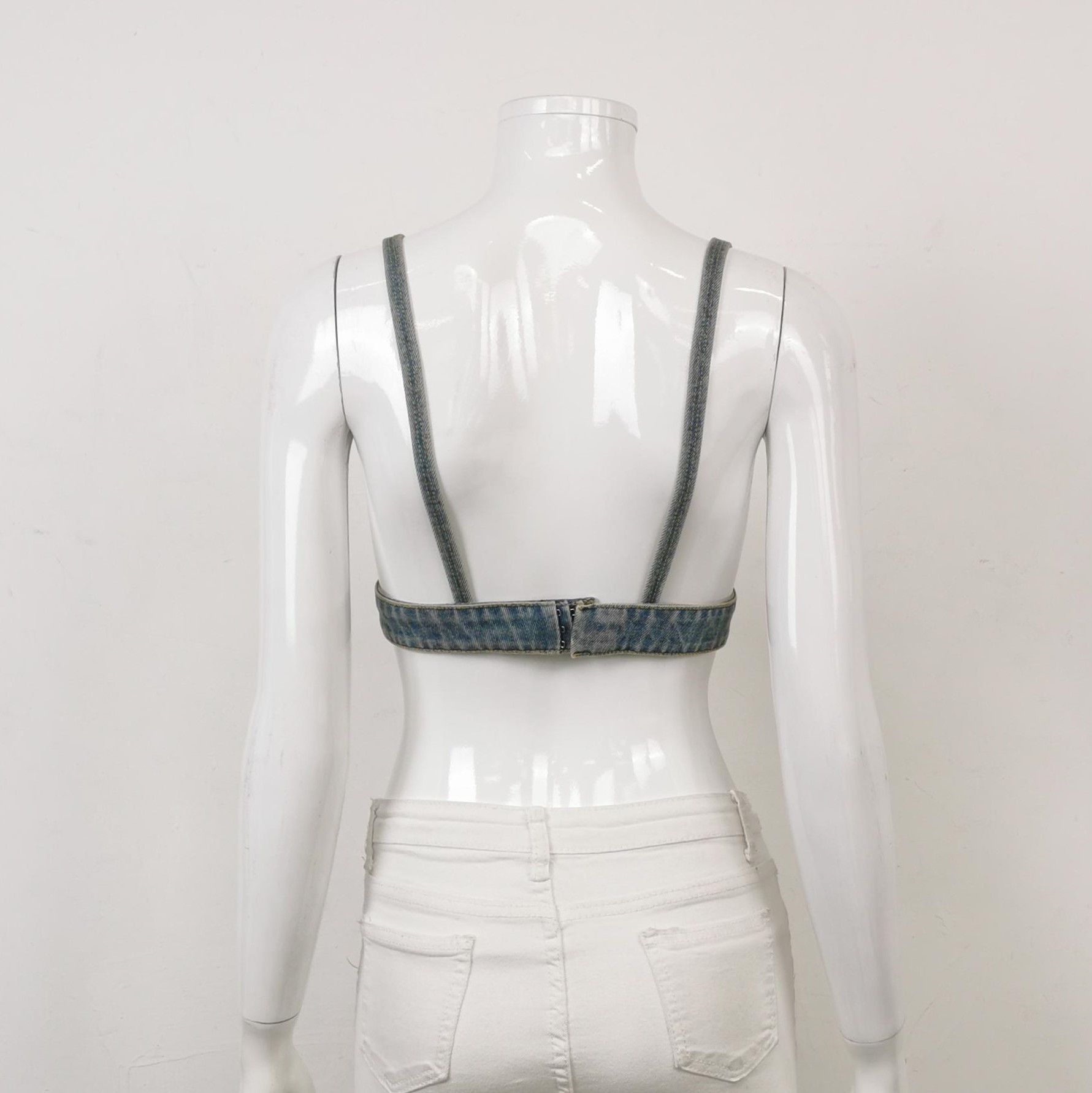 Prada Prada Cotton Triangle Logo Denim Crop Top . Size XS / US 0-2 / IT 36-38 - 2 Thumbnail