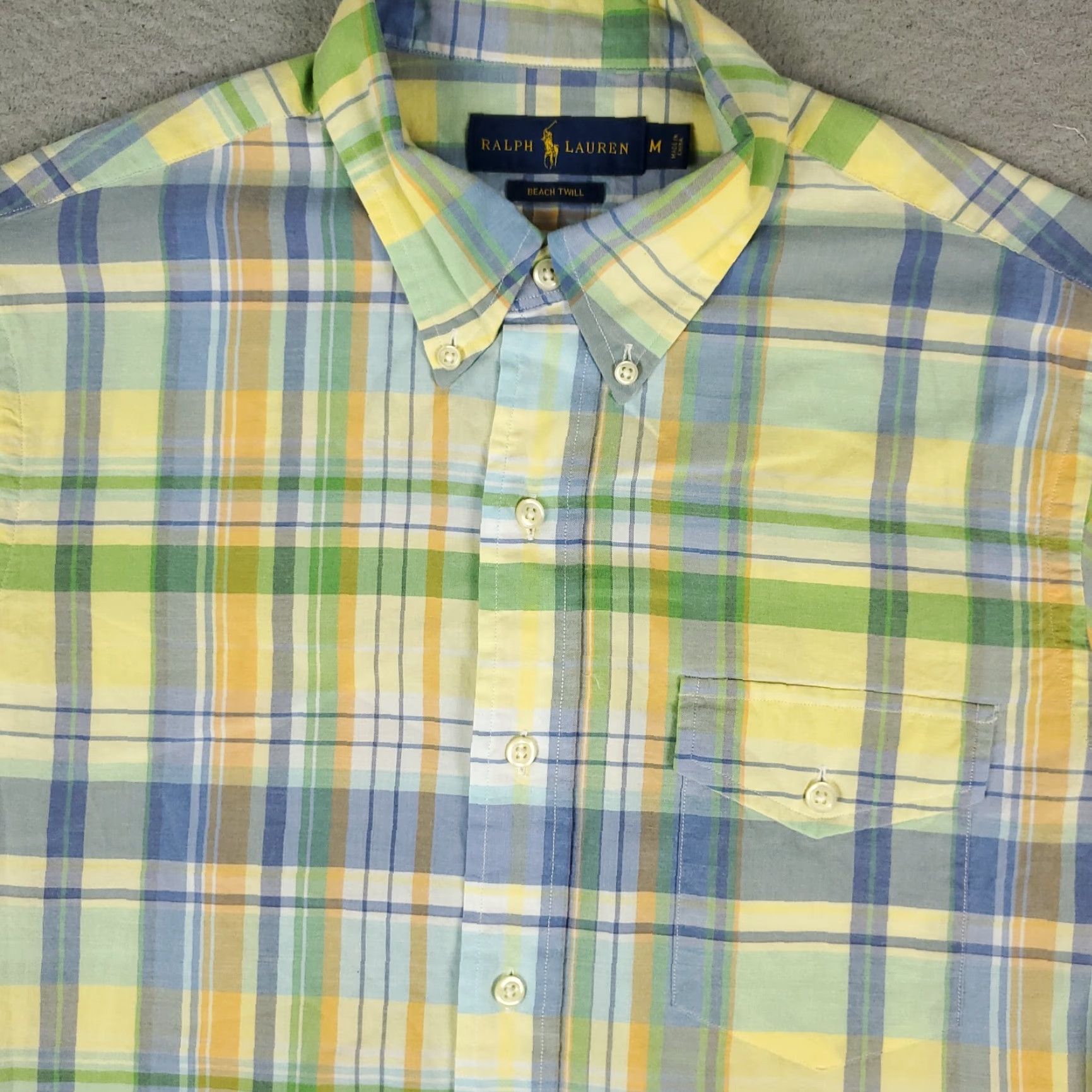 Ralph Lauren Ralph Lauren Shirt Mens Medium Yellow Blue Plaid Button Up Short Sleeve Size US M / EU 48-50 / 2 - 2 Thumbnail
