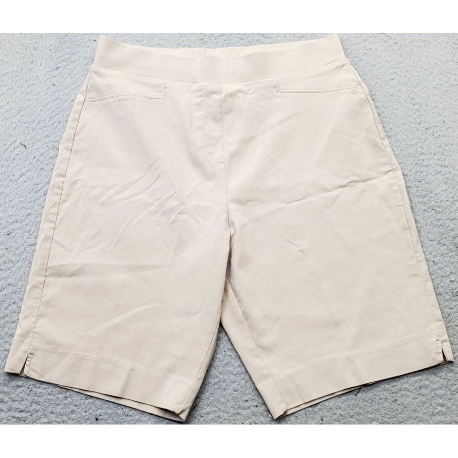 Calvin Klein Calvin Klein Chino Shorts Women M Tan Side Slit Flat Front Comfort Waist Pull On Size 32" / US 10 / IT 46 - 2 Thumbnail