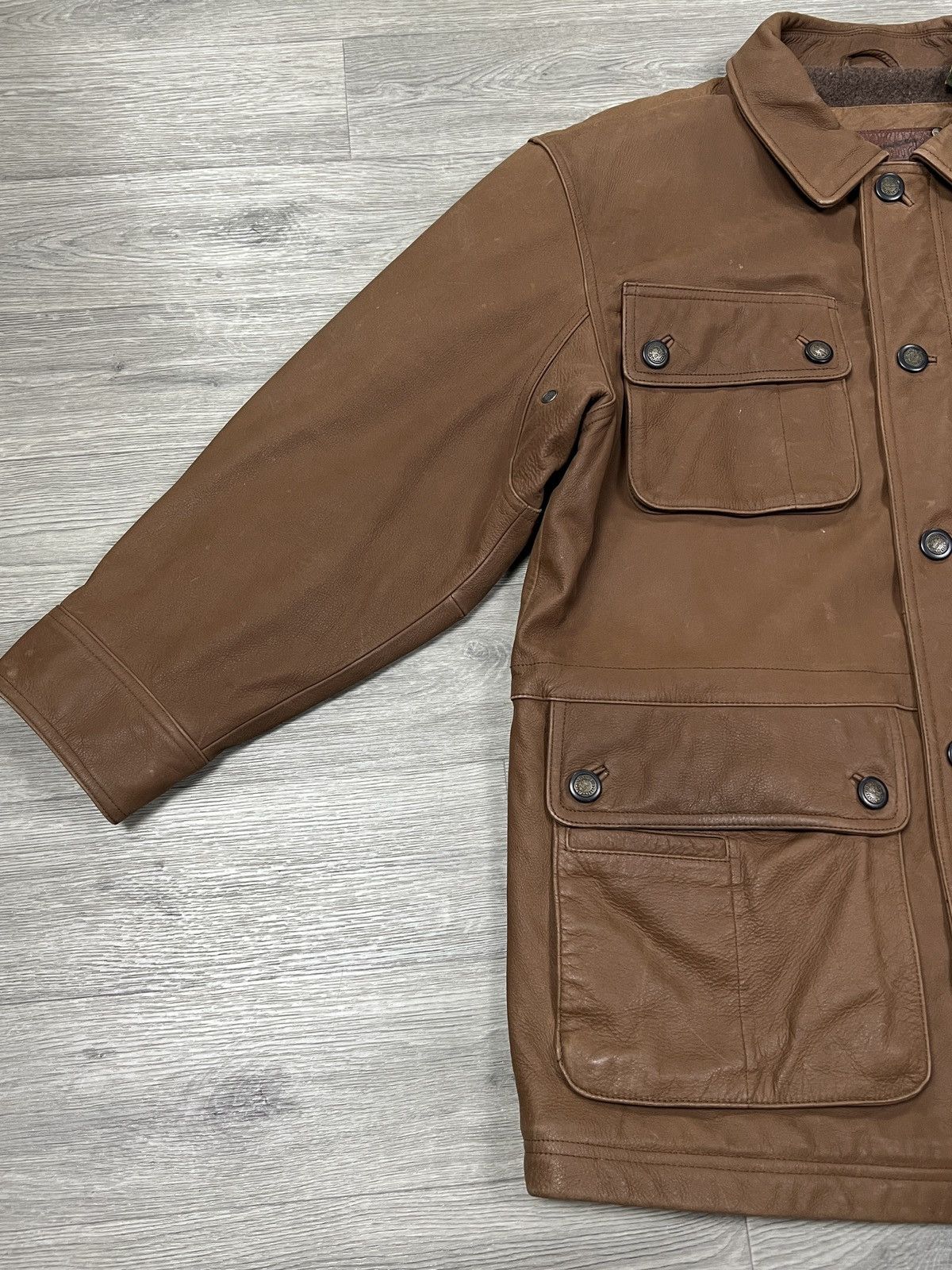 Timberland Vintage Timberland Leather Barn Jacket Brown Multi-Pocket Size US S / EU 44-46 / 1 - 3 Thumbnail
