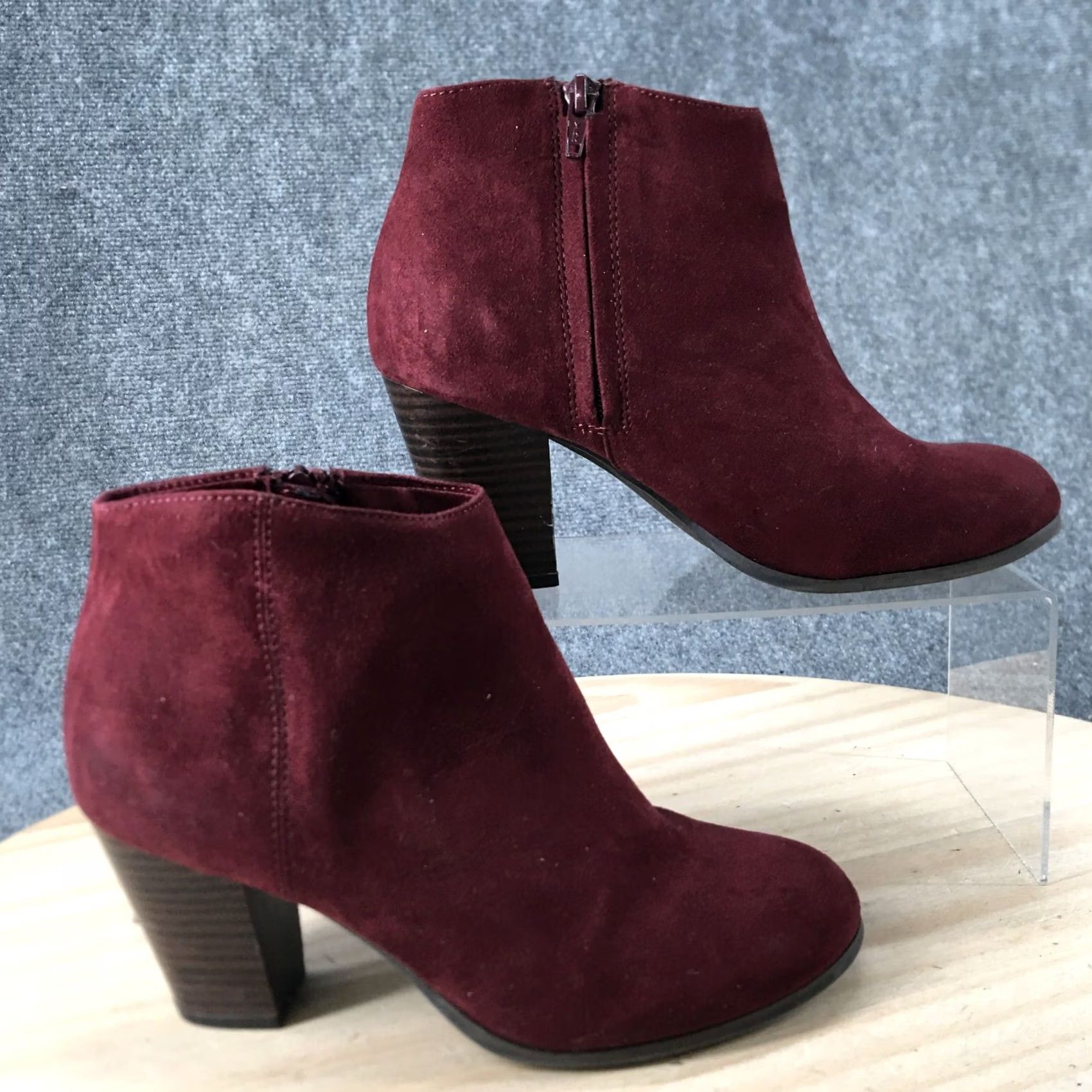 Old Navy Old Navy Boots Womens 8 Oxblood Ankle Booties Heels Red Faux Suede Leather Zip Size US 8 / IT 38 - 2 Thumbnail