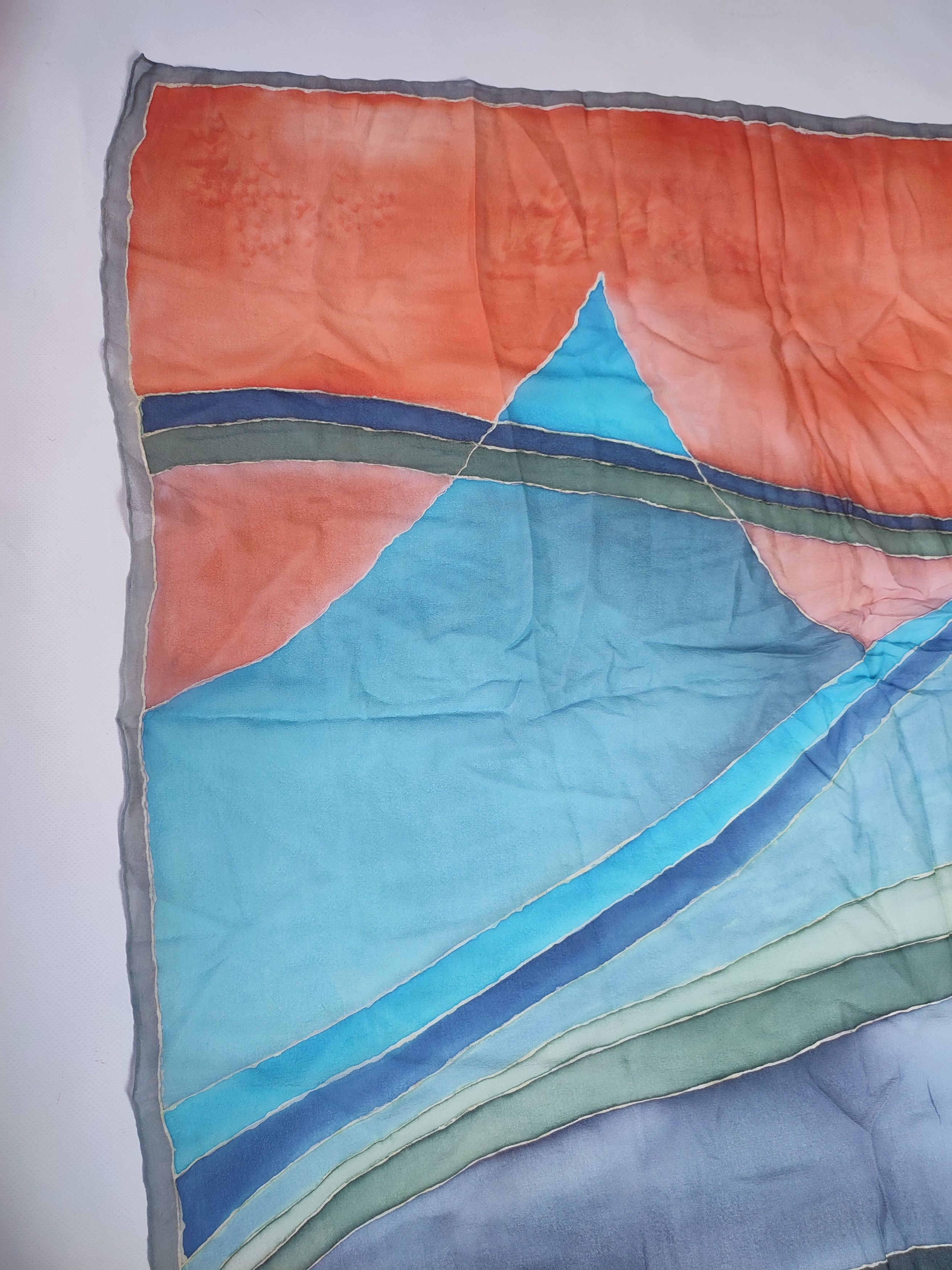Vintage Abstract Butic Hand made Silk Scarf Olly & Suzi Size ONE SIZE - 3 Thumbnail