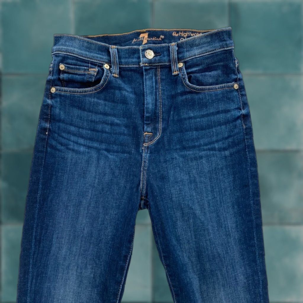 7 For All Mankind 7 For All Mankind Women's 27 Dark Wash Blue Stretch Denim Skinny Ankle Jeans Size 26" / US 2 / IT 38 - 1 Thumbnail