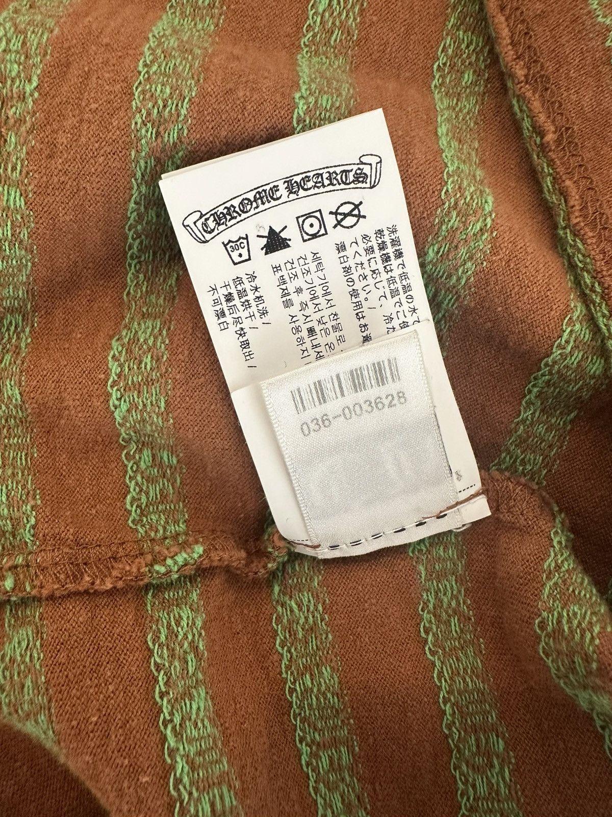 Chrome Hearts F*CK YOU STRIPE LOGO TEE "BROWN/GREEN" Size US XS / EU 42 / 0 - 4 Thumbnail