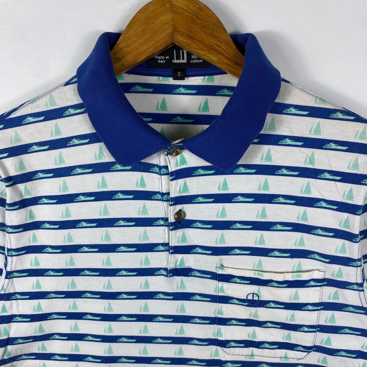 Alfred Dunhill Vintage 90's DUNHILL Full Print Polo Shirt Small Size Size US S / EU 44-46 / 1 - 2 Thumbnail