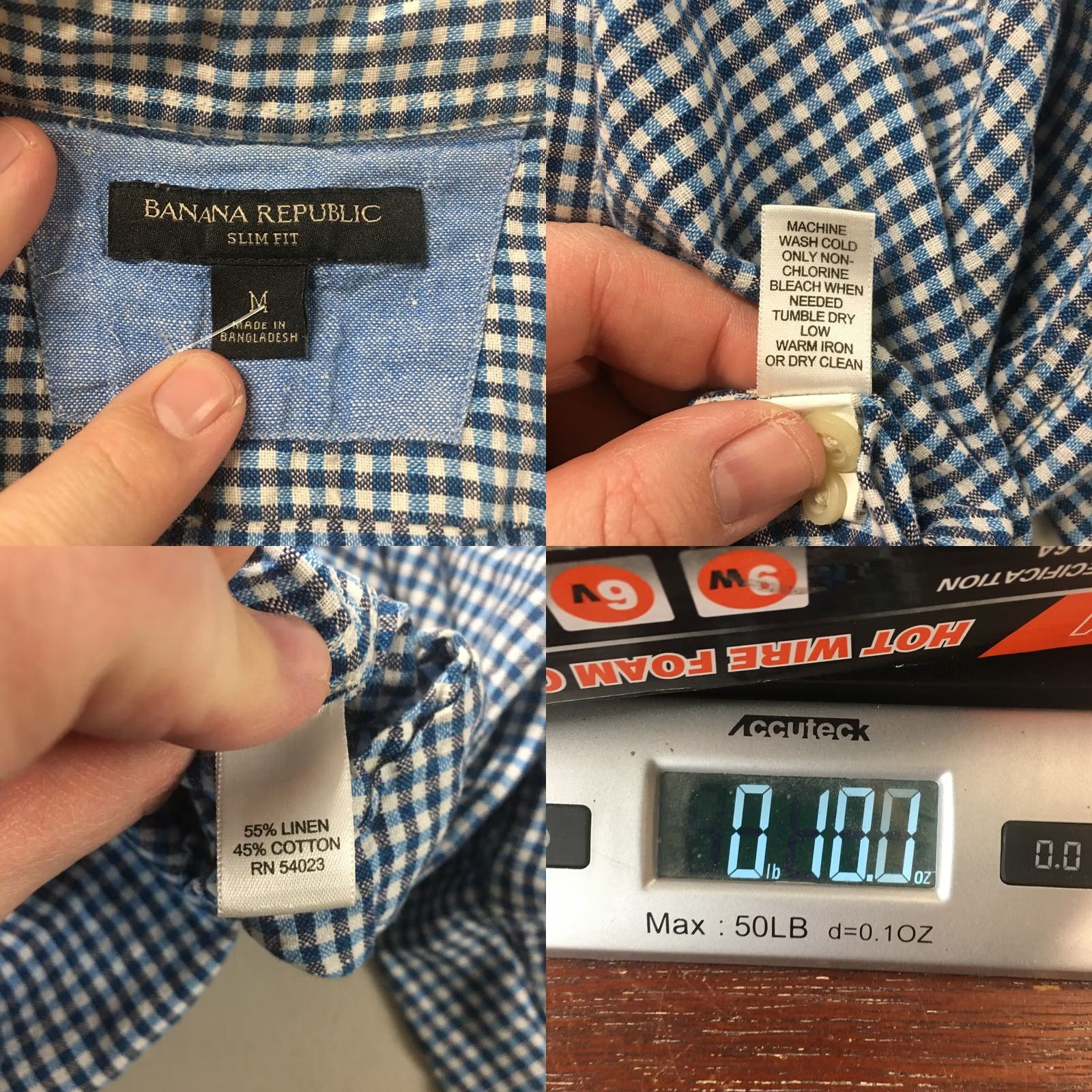 Banana Republic Banana Republic Slim Fit Button Down Shirt M Blue Gingham Long Sleeve Collared Mens Size US M / EU 48-50 / 2 - 9 Thumbnail