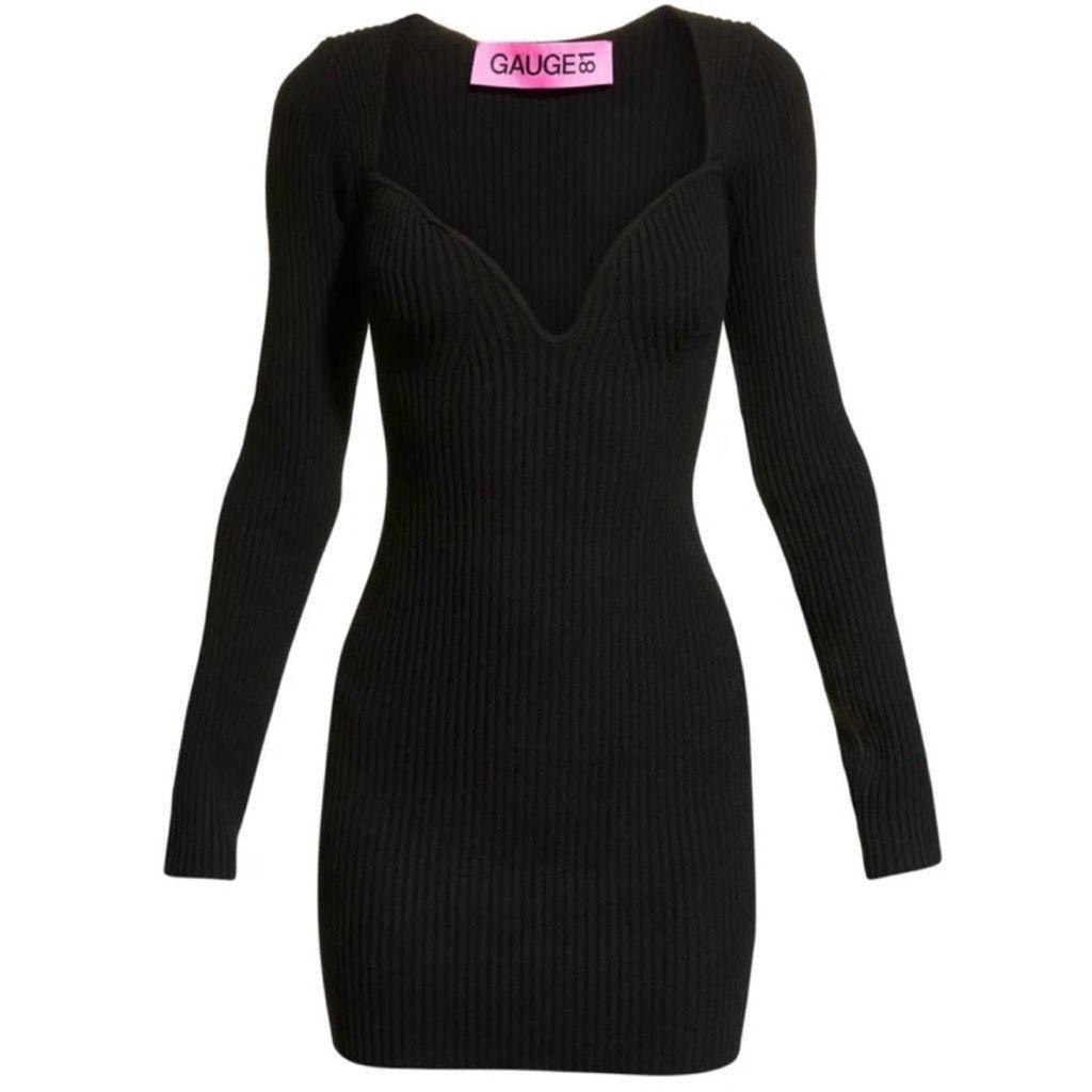 image of NWT Gauge81 Dress Black Ribbed Long Sleeve Mija Wool Mini Dr, Women's (Size Medium)