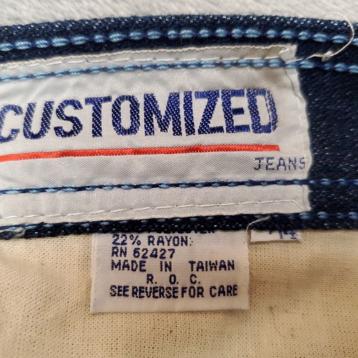 Custo Barcelona VINTAGE Customised Jeans Pants Womens 14 AT&T Logo Straight Leg Taiwan 70s 80s Size 36" / US 14 / IT 50 - 5 Thumbnail